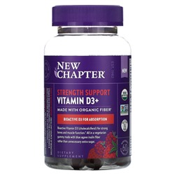 New Chapter Витамин D3+, Поддержка силы, ягодная смесь, 60 жевательных конфет со вкусом