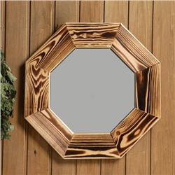 Зеркало "Восьмигранное", сосна, обжиг, 53×53 см