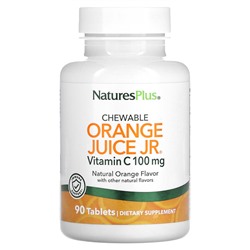 NaturesPlus Жевательный апельсиновый сок Jr, витамин С, натуральный апельсин, 100 мг, 90 таблеток