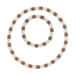 UH004-01 Комплект бусы и браслет, цвет белый и коричневый