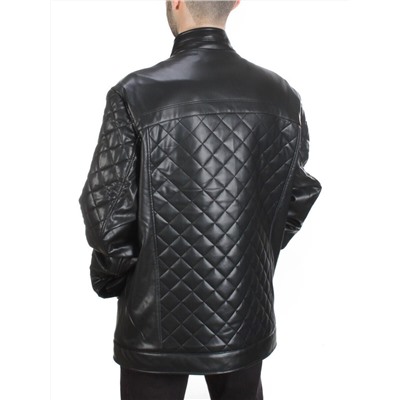 198-1 BLACK Куртка из эко-кожи мужская (50 гр. синтепон)