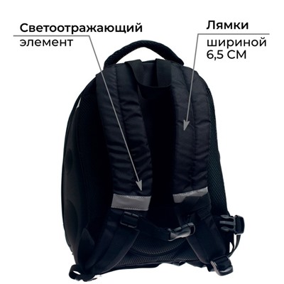 Рюкзак каркасный школьный, 38 х 30 х 16 см, 3D-рисунок, Calligrata Т "Авокадо"