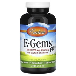 Carlson E-Gems Elite, Витамин Е с токоферолами и токотриенолами, 268 мг (400 МЕ), 240 мягких таблеток