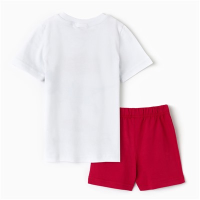 Комплект для девочки (футболка/шорты) "Цветы", цвет белый/персиковый, рост 98-104