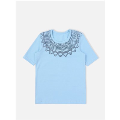 Голубая футболка "Школа 2022" для девочки (488752375)