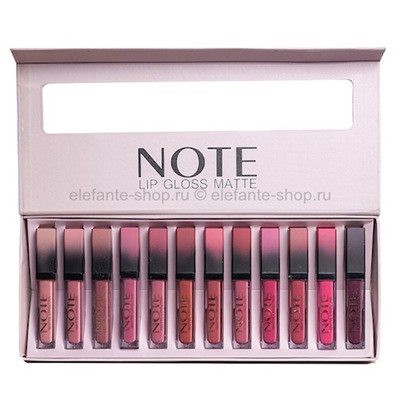 Набор матовых блесков для губ NOTE Lip Gloss Matte, 12 штук