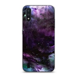 Силиконовый чехол Космос фиолетовый на Samsung Galaxy A01