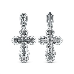 Крест православный из чернёного серебра - Спаси и сохрани, 2,9 см ПР-107ч