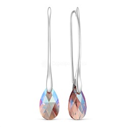Серьги женские длинные из серебра с кристаллом премиум Австрия цвета Сияющий светло-фиолетовый родированные 925 пробы с-020-212SHIM