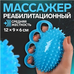 Массажёр «Мячик», с шипами, универсальный, 12 × 9 × 6 см, цвет голубой