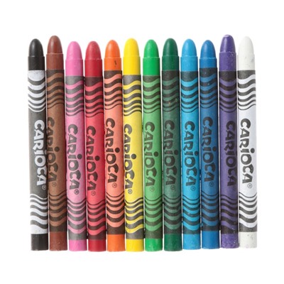 Мелки восковые 12 цветов Carioca Wax Crayons, диаметр 8 мм, круглые, в картонной коробке