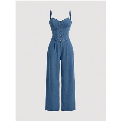 SHEIN MOD Sexy Jeans Cami Jumpsuit Für Frauen