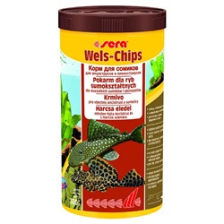 Корм Sera Wels Chips для сомов прилипал, 1000 мл, 380 г