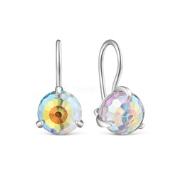 Серьги из серебра с кристаллами Swarovski белый мистик родированные 925 пробы 0045с-001АВ