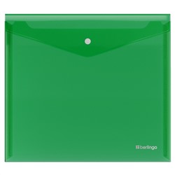 Папка-конверт на кнопке А5+, 200мкм, зеленая EFb_05004