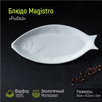Блюдо фарфоровое Magistro «Рыбка», 29×14,5×2 см, цвет белый