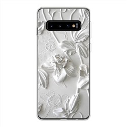 Силиконовый чехол Гипсовые цветы на Samsung Galaxy S10 Plus