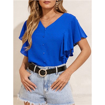 SHEIN Clasi Rüschen Kurzärmelige Bluse Für Frauen