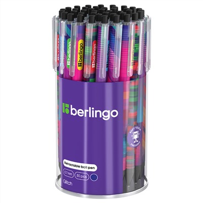 Ручка шариковая автоматическая Berlingo "Glitch" синяя, 0,7мм, грип, рисунок на корпусе Cbm_07S14