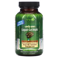 Irwin Naturals Only One, Liquid-Gel Multi с железом, 60 жидких мягких капсул