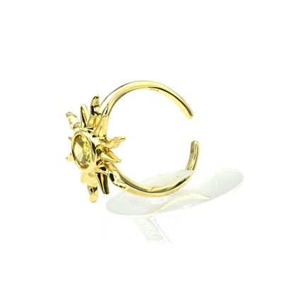 Кольцо "Солнышко" с цирконом, золотистое