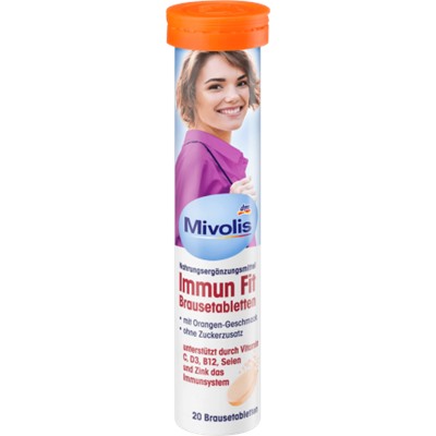 Mivolis Immun Fit Brausetabletten Комплексные витамины для поднятия иммунитета, растворимые шипучие таблетки 20 шт.