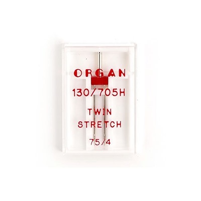 Иглы для бытовых швейных машин ORGAN двойные супер стрейч №75/4, уп.1 игла