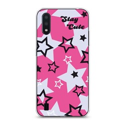 Силиконовый чехол Stay cute pink stars на Samsung Galaxy A01