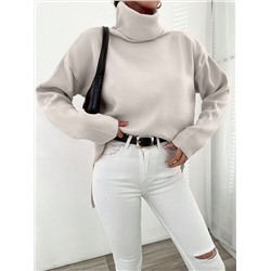 SHEIN Pullover Mit Hohem Hals, Angeschnittene Ärmel