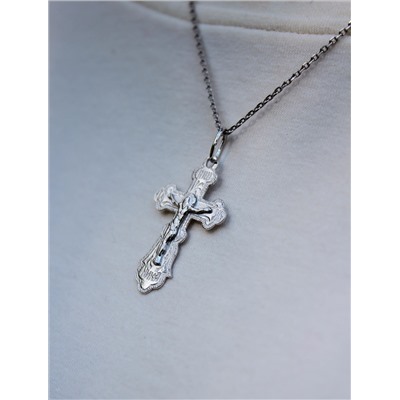 Крест из серебра родированный - 3,7 см 925 пробы 10-132р