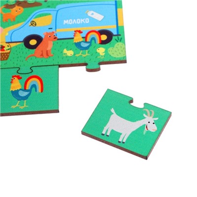 Игровой и обучающий набор «Такие разные животные», 4 пазла + картонная книга с окошками