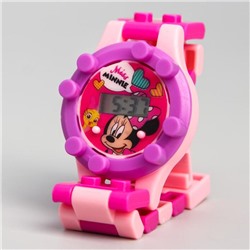 Часы наручные лего, Минни Маус, с ремешком-конструктором