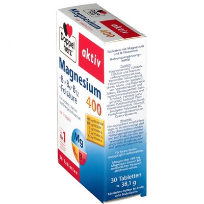 Doppelherz (Доппельхерц) aktiv Magnesium 400 + B1 + B6 + B12 + Folsaure Tabletten 30 шт