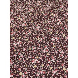 Импорт. хлопок "Мелкие розовые букеты на шоколадно-вишневом", ш.1.47м, хлопок-100%, 100гр/м.кв