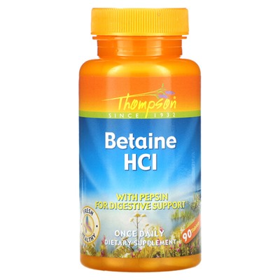 Thompson Betaine HCl с пепсином - 90 таблеток - Thompson