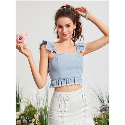 SHEIN MOD Jeans Top mit Rüschenbesatz