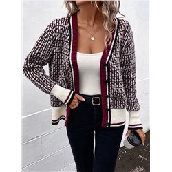 Cardigan mit Plaid Muster, Drop Shoulder