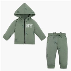 Комплект: худи и брюки Крошка Я "NY", рост 80-86 см, цвет хаки