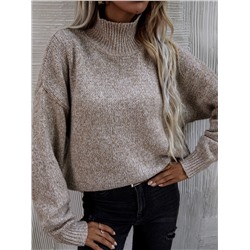 Drop Shoulder Pullover mit hohem Kragen