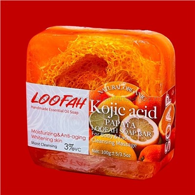 Мыло с эффектом пилинга LOOFAN Kojic Acid Papaya Soap 100g (125)