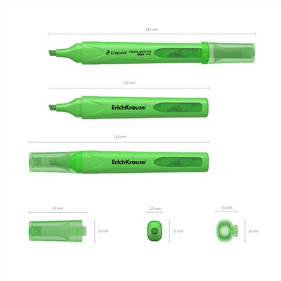 Текстовыделитель ErichKrause Liquid Visioline V-14 Neon, 0,6 - 4мм, зеленый, с жид. чернилами 56028
