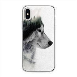 Силиконовый чехол Волк лес на iPhone X (10)