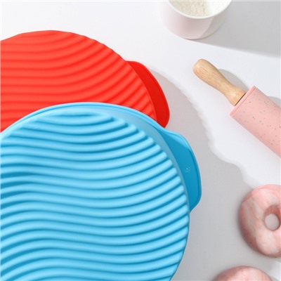 Форма силиконовая для выпечки с ручками Доляна «Круг», 27×24×6 см, внутренний диаметр 22 см, цвет МИКС