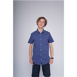 Рубашка Calvin Klein синяя в белую клетку (бренд США, производство Бангладеш)