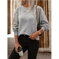 Pullover mit Strass Detail, Drop Shoulder