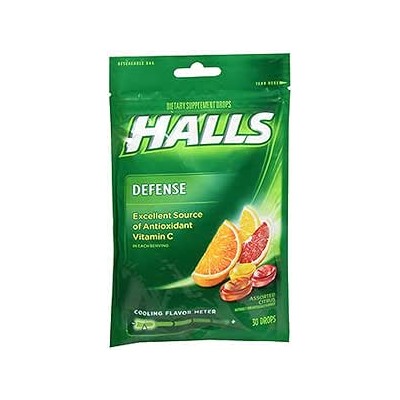 Halls Defense Vitamin C Assorted Citrus Supplement Drops - 30 Drops