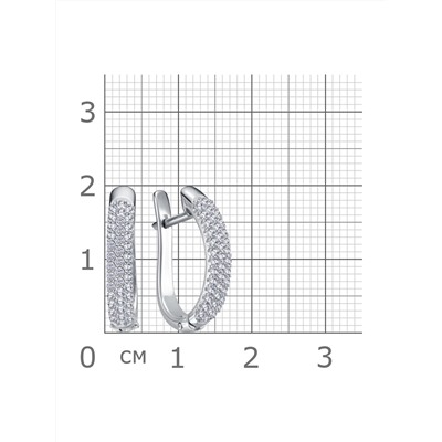 Серьги с фианитом родированные серебро 925*