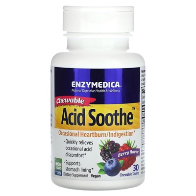 Enzymedica Chewable Acid Soothe, ягоды, 30 жевательных таблеток