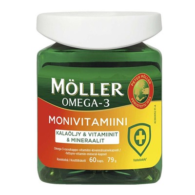 Мультивитамины и минералы с Омега-3 Moller MONIVITAMIINI Omega-3 60 капсул