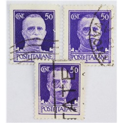 Марка 50 чентезимо, Италия, Король Виктор Эммануил III (фиолетовый) 1929 год